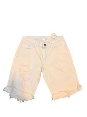 LITZ Women’s Distressed White Denim Bermuda Shorts size small new 100% cotton